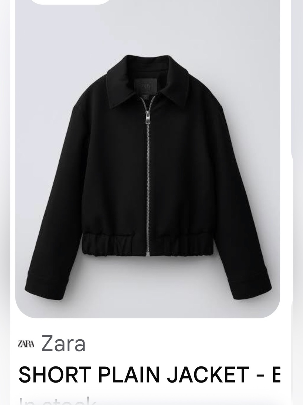 Zara Black Cropped Bomber Jacket